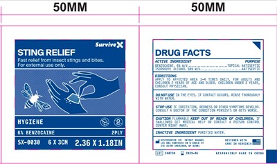 Dosage (Survivex Sting Relief Wipe)